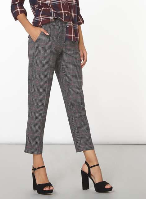 pink and grey check ankle grazer